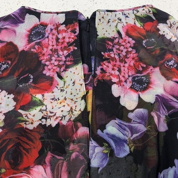 NWT Mac Duggal Ieena Floral Ruffle-Embellished Minidress Chiffon Cape Formal 2 - Picture 7 of 13